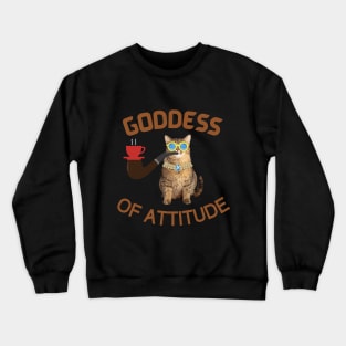 Goddess of Attitude (in black) | Coffee Cat | Smoking Cat | Funny Cat Crewneck Sweatshirt